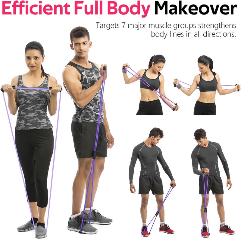 RENRANRING Figure 8 Fitness Resistance Bands with Handles - Exercise Tube Band Set of 3 for Arm and Shoulder Stretch, Rope 8 Word Elastic for Women and Men - Image 5