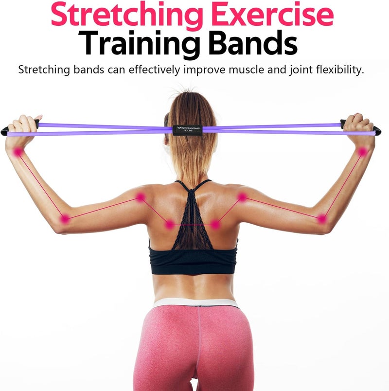 RENRANRING Figure 8 Fitness Resistance Bands with Handles - Exercise Tube Band Set of 3 for Arm and Shoulder Stretch, Rope 8 Word Elastic for Women and Men - Image 4