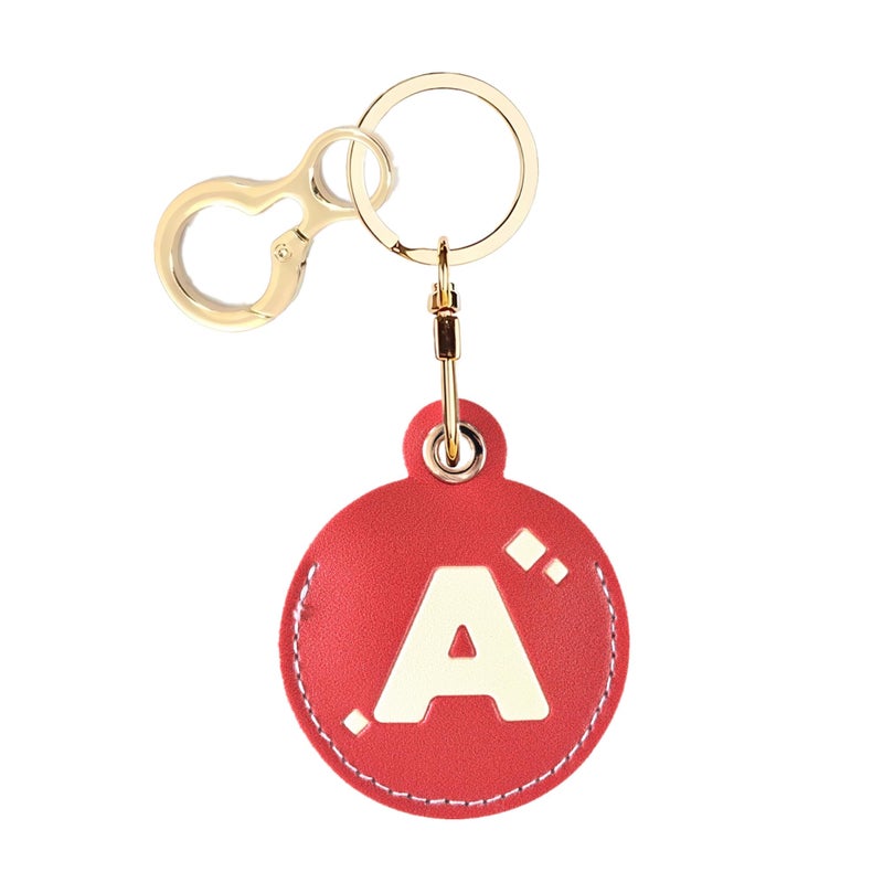 BORKUANA Personalized Initial Letter Leather Keychain Holder Case Compatible with AirTag,Cute Protective Air Tag Cover with Keyring,Anti-Scratch Finder GPS Tracker Case for Pets Keys Wallet(A) - Image 1