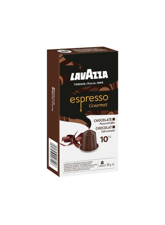 لافازا نسبريسو إسبريسو بنكهة الشوكولاتة الفاخرة (Gourmet Chocolate)، 100% أرابيكا، كبسولات ألومنيوم متوافقة مع أنظمة نسبريسو الأصلية (Original)، عبوة تحتوي على 10 كبسولات. - Image 1
