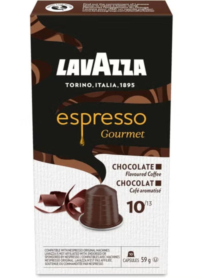 لافازا نسبريسو إسبريسو بنكهة الشوكولاتة الفاخرة (Gourmet Chocolate)، 100% أرابيكا، كبسولات ألومنيوم متوافقة مع أنظمة نسبريسو الأصلية (Original)، عبوة تحتوي على 10 كبسولات. - Image 2