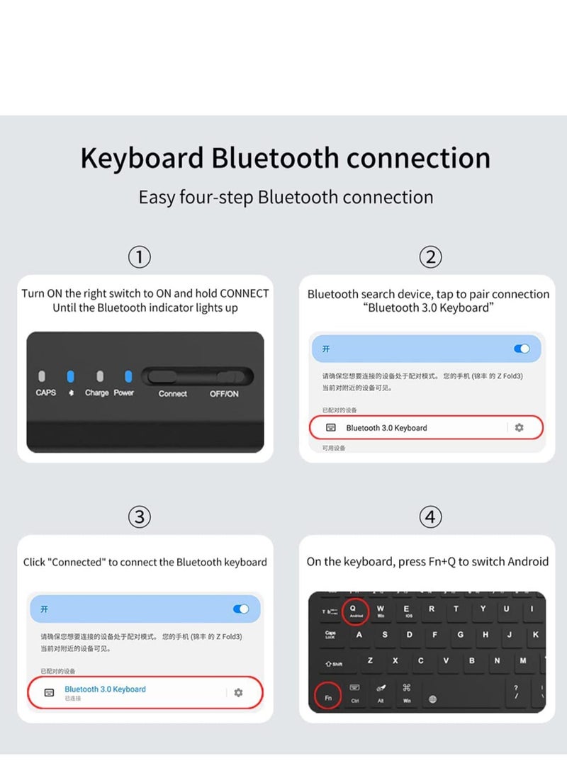 Leather Cover for Samsung Galaxy Z Fold4 with Keyboard Holster and S Pen Holder, Light Luxury Elegant Black Bluetooth Wirelessly Connects, Detachable Wireless - Image 5