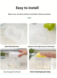 QUALITY Efficient Dishwashing Set - Soap Dispenser with Integrated Sponge Caddy & Durable Cleaning Sponge, Easy One-Hand Pump Operation, Refillable System for Kitchen Use  - Image 2