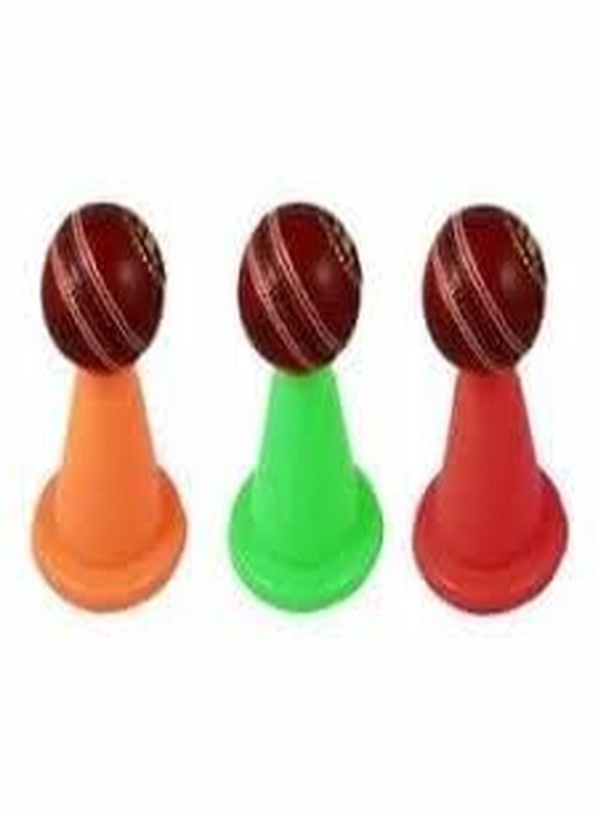 PlayZdict Cricket Batting Tee | Durable Cricket Cone for Batting Practice | Soft PVC Cricket Equipment | Training Marker for Field Practice Pack of 6 - Image 1