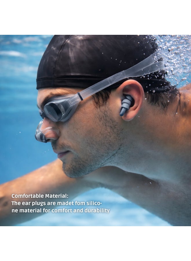 ELAN Morex Swimming Set, All-Black Premium Silicone Waterproof Swim Cap, No-Leak Anti-Fog Goggles, Protective Earplugs and Nose Plug Kit, Professional Swim Training Equipment for Laps & Swimming - Image 3