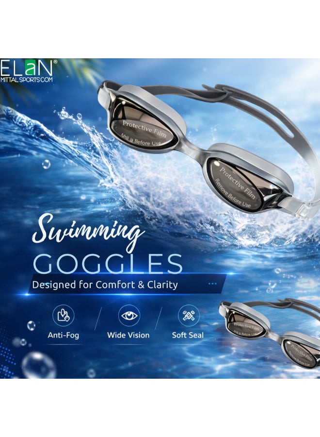 ELAN Morex Swimming Set, All-Black Premium Silicone Waterproof Swim Cap, No-Leak Anti-Fog Goggles, Protective Earplugs and Nose Plug Kit, Professional Swim Training Equipment for Laps & Swimming - Image 4