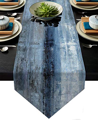 Blue and Grey Table RunnerAbstract Modern Art Burlap Table Runners for Table Dresser Runner Farmhouse Style for Dinner Party Holidays Home Decoration Blue Grey 13x 71