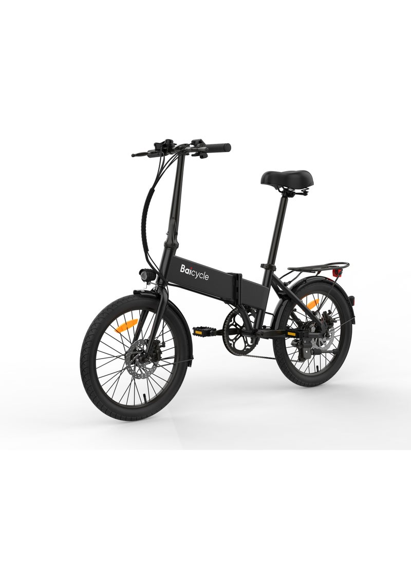 Baicycle Electric Bike , Foldable bike, Ebike 300W Motor, with 36V 10.4Ah Removable Battery, 25-45Km/h，with 300W Brushless Motor,APP Control,  20" Tires and Front Fork Suspension (Black)  - Image 1