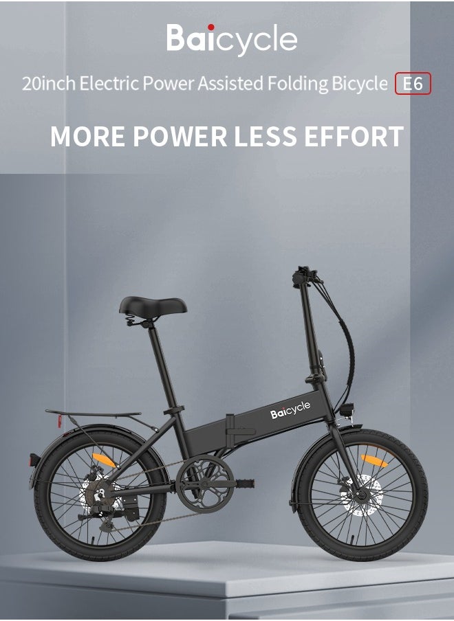 Baicycle Electric Bike , Foldable bike, Ebike 300W Motor, with 36V 10.4Ah Removable Battery, 25-45Km/h，with 300W Brushless Motor,APP Control,  20" Tires and Front Fork Suspension (Black)  - Image 2