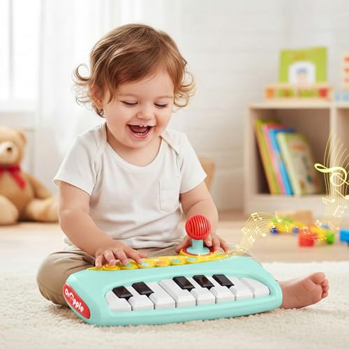 R for Rabbit Orapple Funtunes Kids Piano Toy with Lights & Music | Musical Keyboard with Record & Play, Adjustable Volume, Auto Shut-Off | Educational Toy for Toddlers & Children 12+ M (Blue Multi) - Image 1