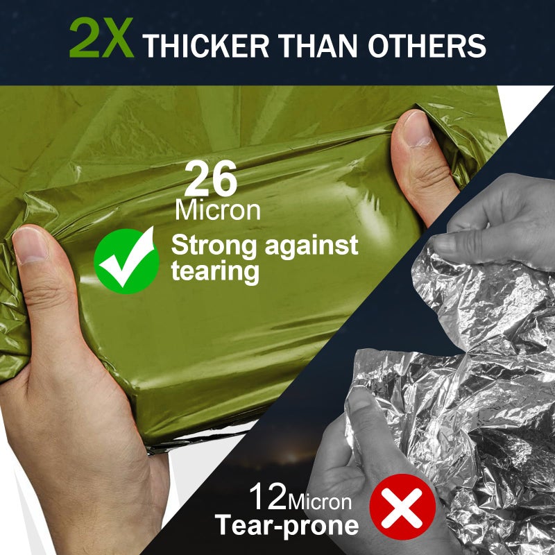 Guijinga Emergency Blankets for Survival, 2-Pack/4-Pack Space Blankets, Gigantic & Extremely Thick Survival Blanket, Suitable for Outdoor Survival, Camping, and Hiking - Image 3