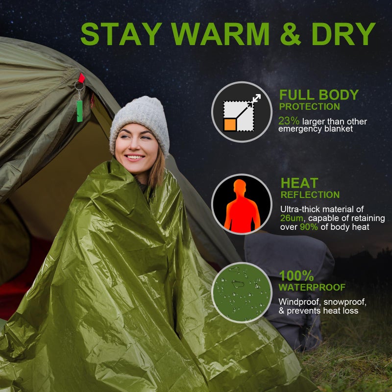 Guijinga Emergency Blankets for Survival, 2-Pack/4-Pack Space Blankets, Gigantic & Extremely Thick Survival Blanket, Suitable for Outdoor Survival, Camping, and Hiking - Image 2