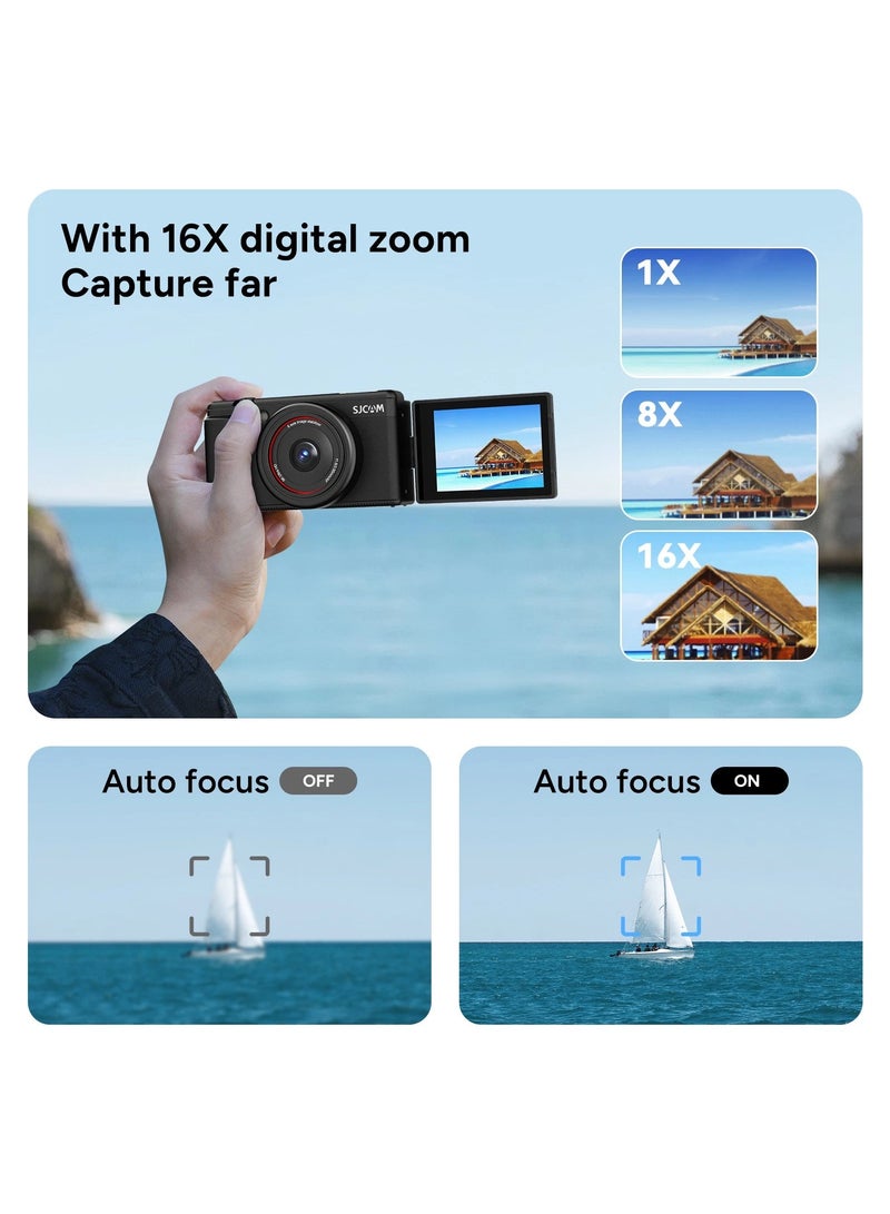SJCAM 5K Digital Camera for Photography- Sony CMOS 80MP Vlogging Camera with 2.8" Flip Screen, Six-Axis Image Stabilization 16X Digital Zoom Point and Shoot Camera with 2 Batteries for Travel, Beginners  - Image 4