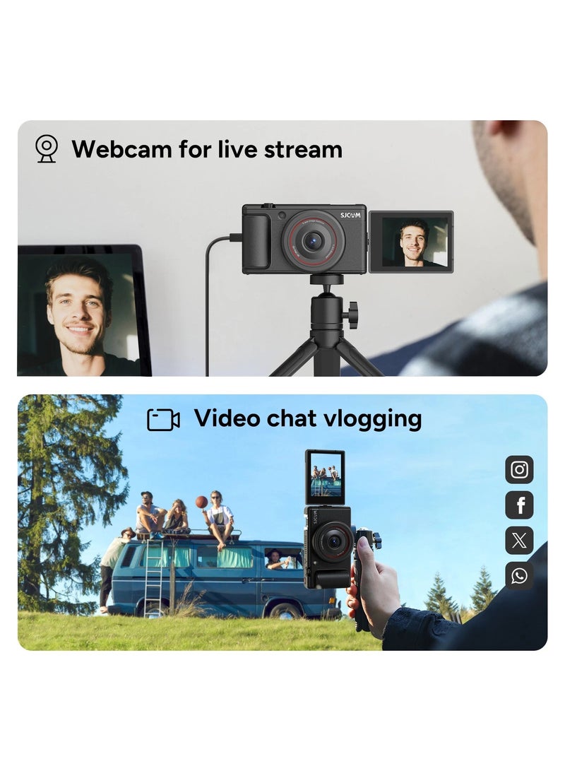 SJCAM 5K Digital Camera for Photography- Sony CMOS 80MP Vlogging Camera with 2.8" Flip Screen, Six-Axis Image Stabilization 16X Digital Zoom Point and Shoot Camera with 2 Batteries for Travel, Beginners  - Image 5