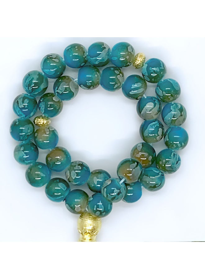 NIBEMINENT 33 Muslim Prayer Beads Gray Sky blue porcelain/10mm