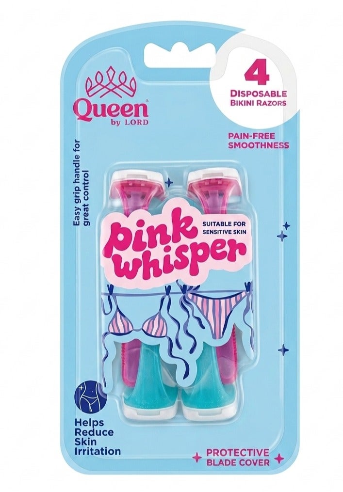 Pink Whisper Bikini Razors With Aloe Vera & Vitamin E - 4 Pieces
