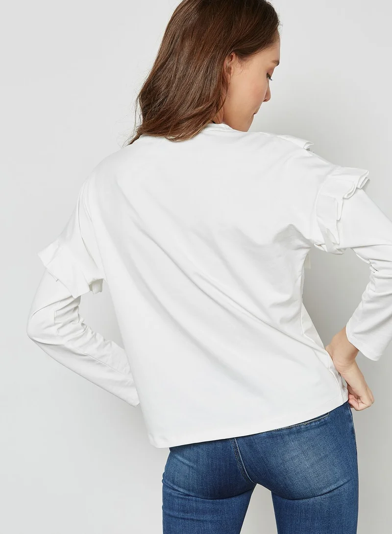 Ginger Embroidered Ruffle Detail Sweatshirt