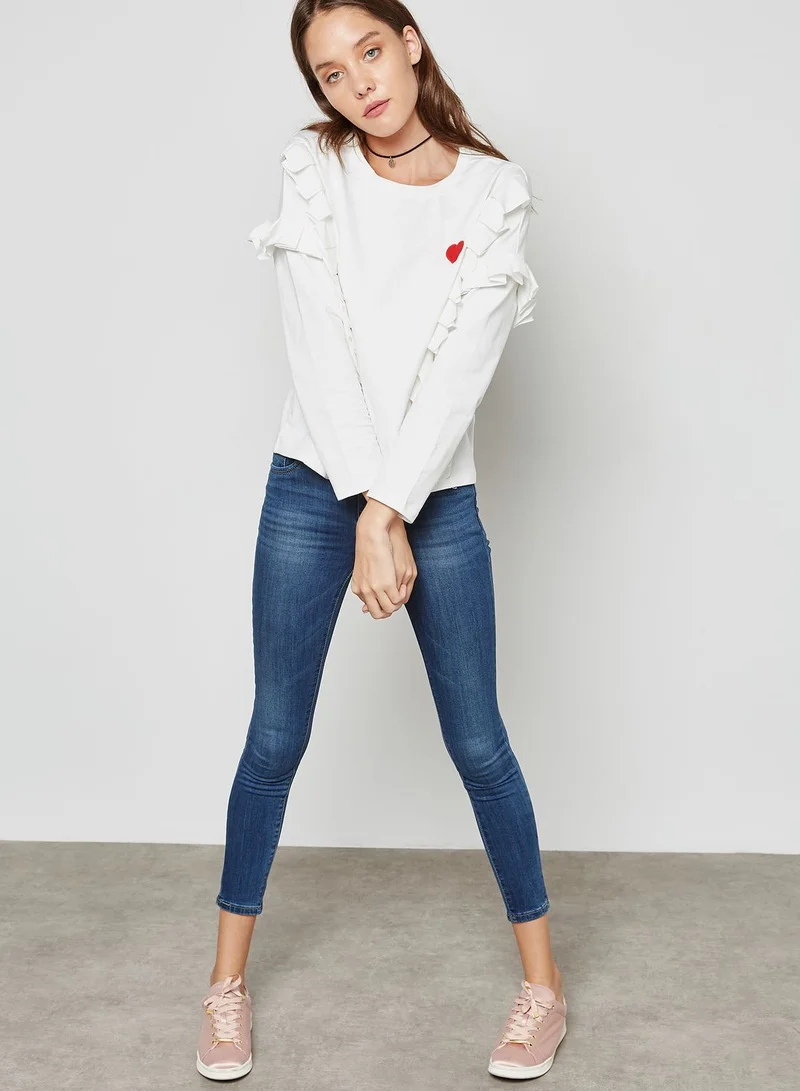 Ginger Embroidered Ruffle Detail Sweatshirt