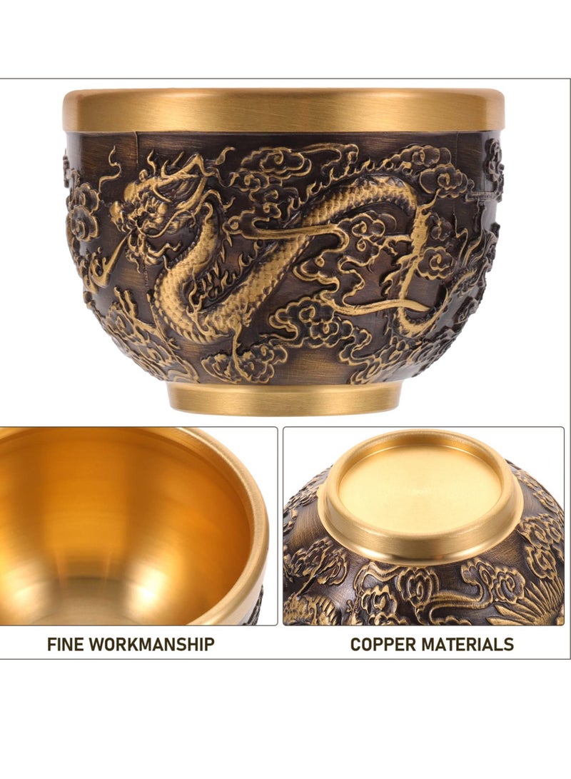 Excefore Chinese Tea Set Kung Fu Tea Set, Kung Fu Teacups Chinese Copper Tea Cup, Vintage Dragon Pattern Tea Tasting Cup for Adults Tea Sets for Women China Men Ceremony Gifts - Image 2
