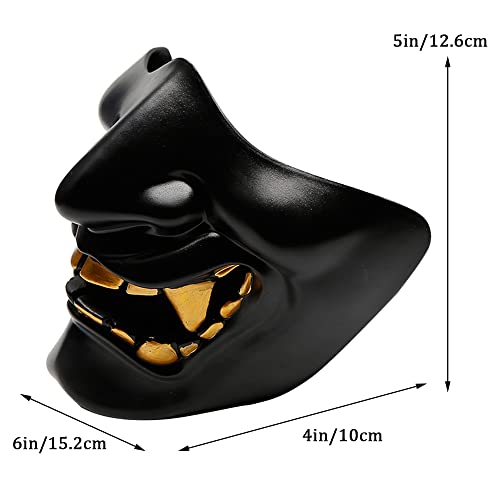 AOUTACC Airsoft Half Face Masks,Evil Demon Monster Kabuki Samurai Hannya Oni Tactical Half Face Protective Masks for Masquerade Ball,Party,Halloween,CS War Game(Black) - Image 2