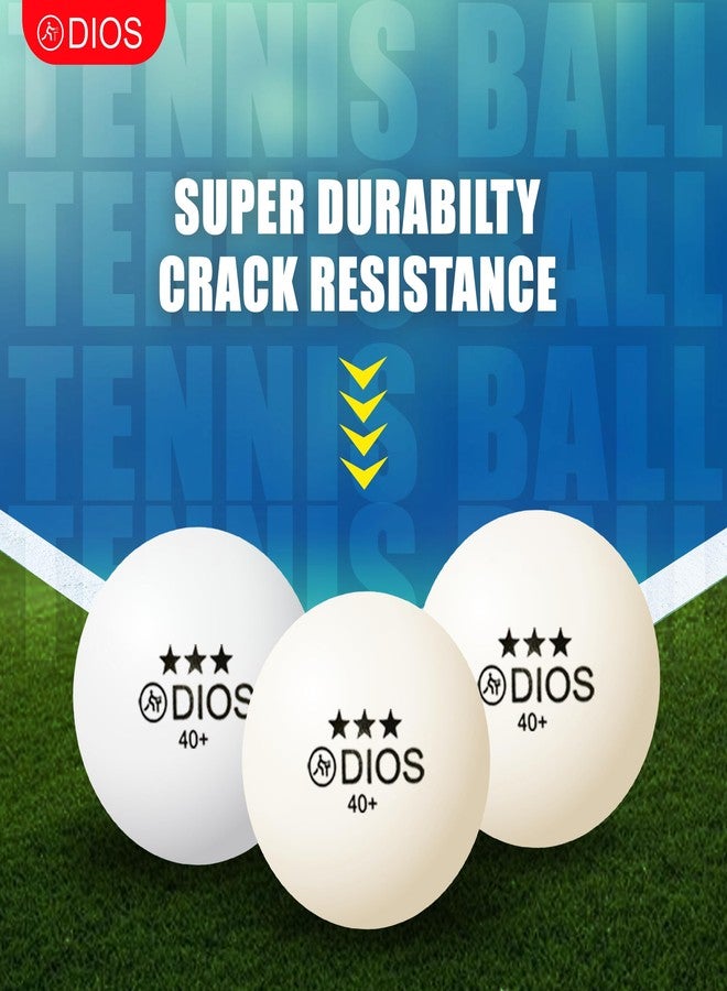 Dios 40+ 3 Star Table Tennis Balls | High-Performance ABS Ping Pong Balls for Professional Match & Training | Seamless Durable TT Balls for Kids & Adults | White | Pack of 6 - Image 2
