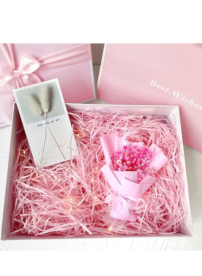 Home zone Raffia Paper Shreds Strands Eco friendly Shredded Crinkle Confetti Crinkle Cut Paper Filling Shredded Paper for Hamper Gift Box Filling (Pink)100 gram - Image 3