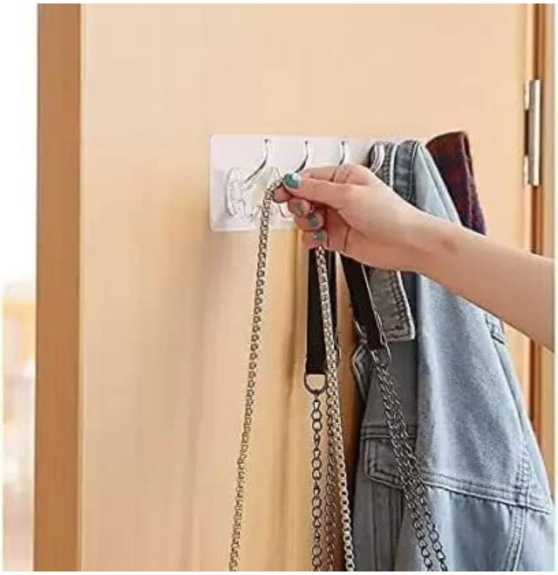 Hooks for Without Drilling 6 Hook Strip Transparent Mounted Hooks for Hanging Strong Adhesive Hooks for Heavy Duty 6 in 1 Hook Strip  - Image 2