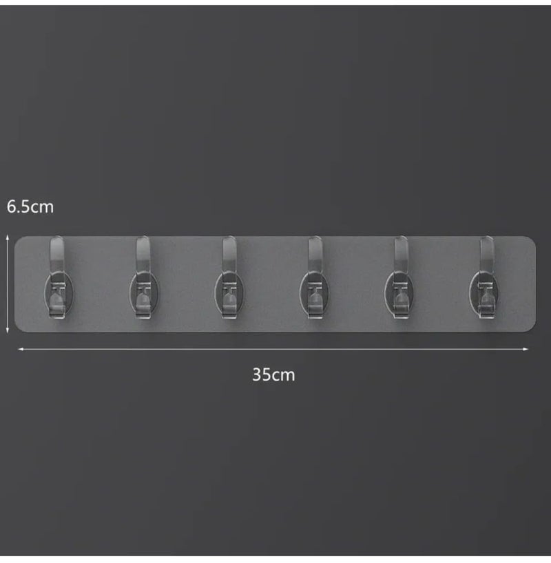 Hooks for Without Drilling 6 Hook Strip Transparent Mounted Hooks for Hanging Strong Adhesive Hooks for Heavy Duty 6 in 1 Hook Strip  - Image 5