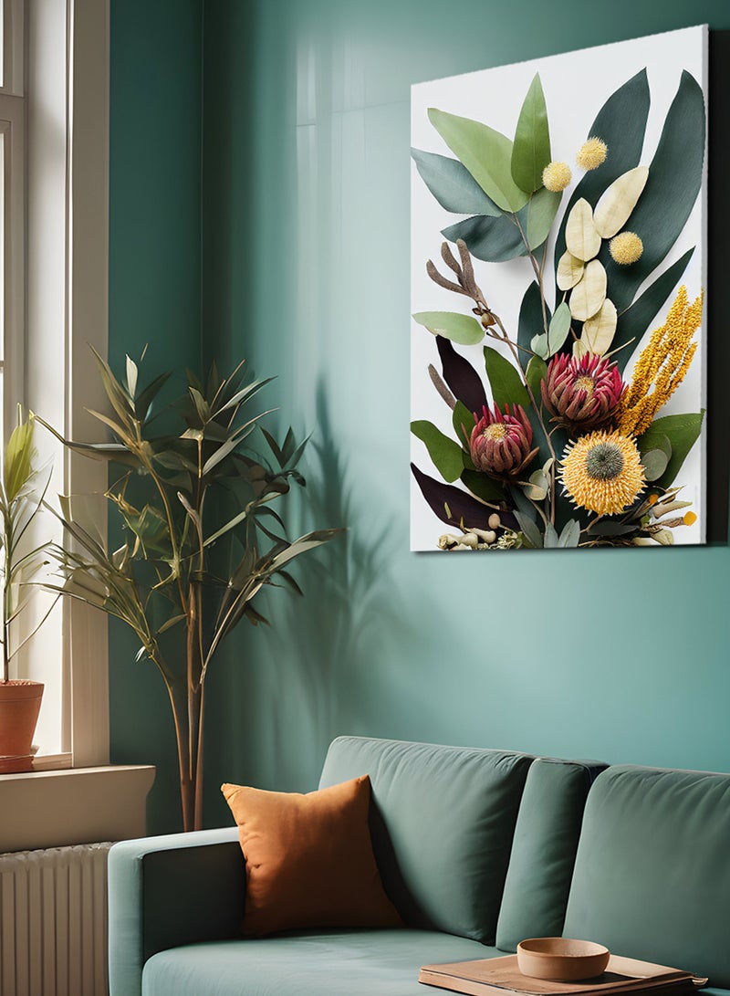 لوحة كانفاس على إطار خشبي بتصميم باقة من الزهور - Image 1