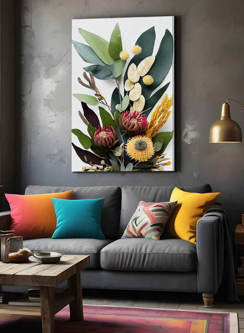 لوحة كانفاس على إطار خشبي بتصميم باقة من الزهور - Image 2