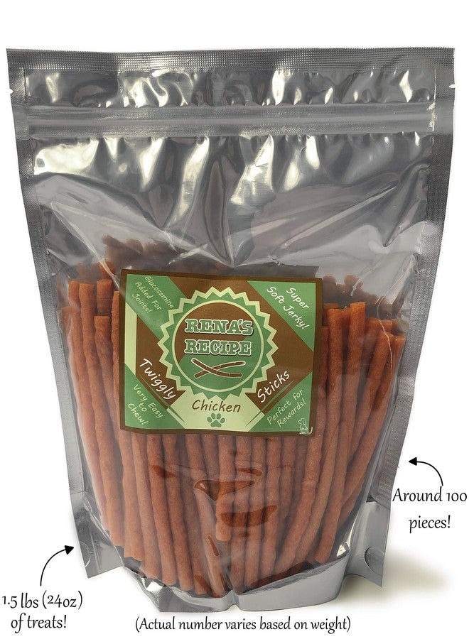 Rena's Recipe Twiggly Chicken Sticks (24oz /1.5lbs) Big Pack (Around 100 Pieces) - Rawhide Free Soft Chicken Jerky Sticks with Glucosamine! - Image 2