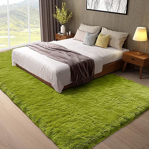 Ophanie Green Rugs for Living Room 5x8, Grass Shag Fluffy Large Fuzzy Plush Soft Carpets, Floor Shaggy Area Rugs for Bedroom, Carpet for Kids Boys Girls Dorm Nursery Home Decor Aesthetic - Image 5
