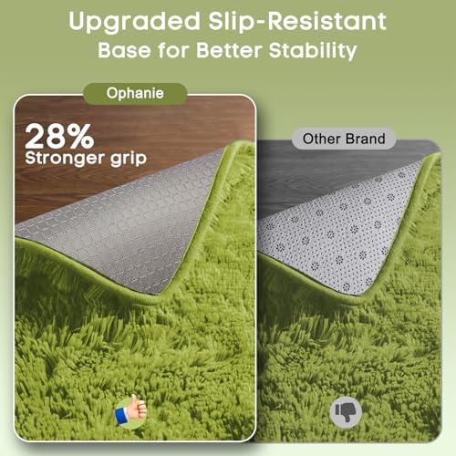 Ophanie Green Rugs for Living Room 5x8, Grass Shag Fluffy Large Fuzzy Plush Soft Carpets, Floor Shaggy Area Rugs for Bedroom, Carpet for Kids Boys Girls Dorm Nursery Home Decor Aesthetic - Image 4