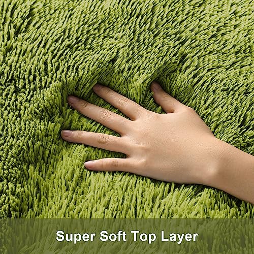 Ophanie Green Rugs for Living Room 5x8, Grass Shag Fluffy Large Fuzzy Plush Soft Carpets, Floor Shaggy Area Rugs for Bedroom, Carpet for Kids Boys Girls Dorm Nursery Home Decor Aesthetic - Image 2
