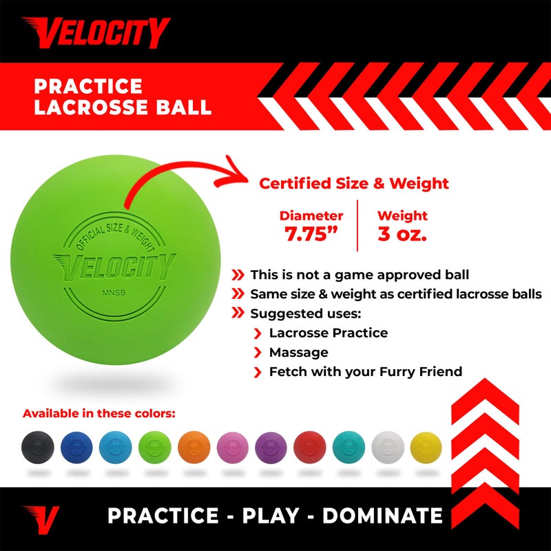 Velocity Practice Lacrosse Balls - 1, 2, 3, 6, 12, 18, 24, 36, 60 and 120 Packs - Official Size and Weight - Lime Green - Image 3