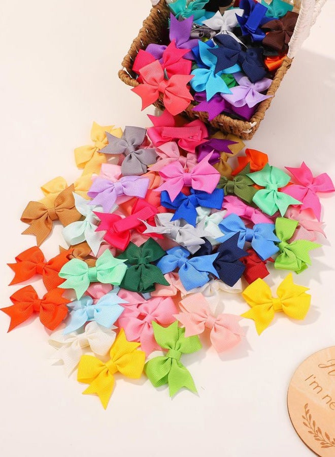 doboi Hair Clips 100PCS 2" Infant Grosgrain Boutique Ribbon Mini Bows for Girls Teens Infants Kids Toddlers Newborn - 50 Pairs Set - Image 5