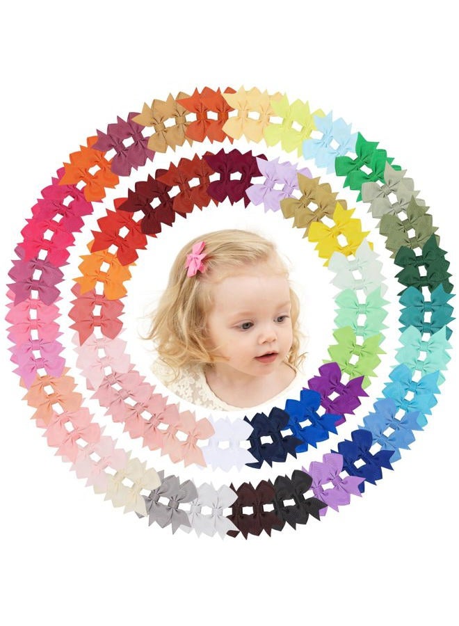 doboi Hair Clips 100PCS 2" Infant Grosgrain Boutique Ribbon Mini Bows for Girls Teens Infants Kids Toddlers Newborn - 50 Pairs Set - Image 1