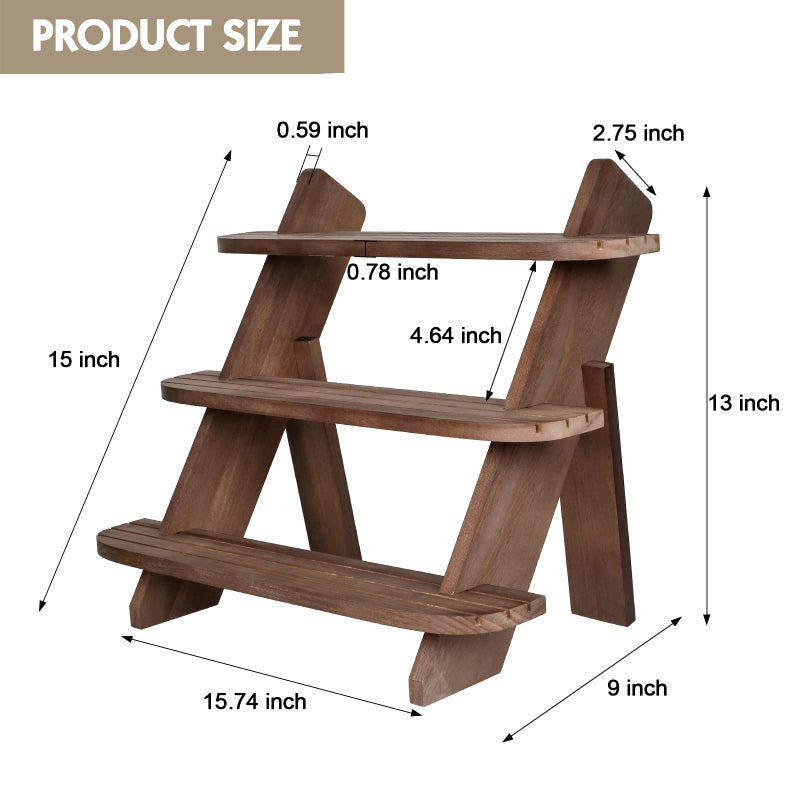 WHEARTED Wooden Display Stand, Tiered Cupcake Stand, 3 Tier Display Stand Riser, Rustic Risers Dessert Table Display Shelf Spice Rack Organizer Holder, Cologne Stand Perfume Organizer Stand - Image 4