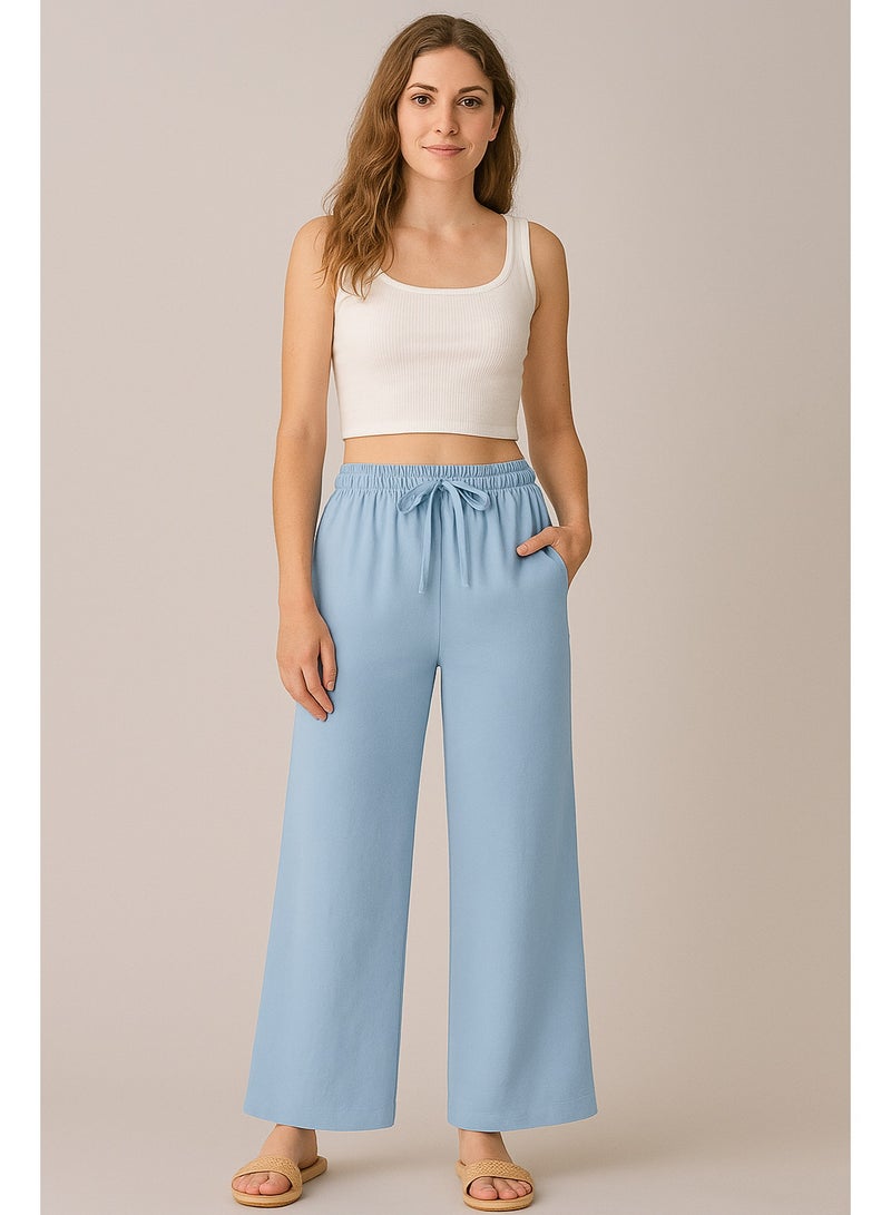 Soft Steps Women Linen Pants Baby Blue Size L  - Image 1