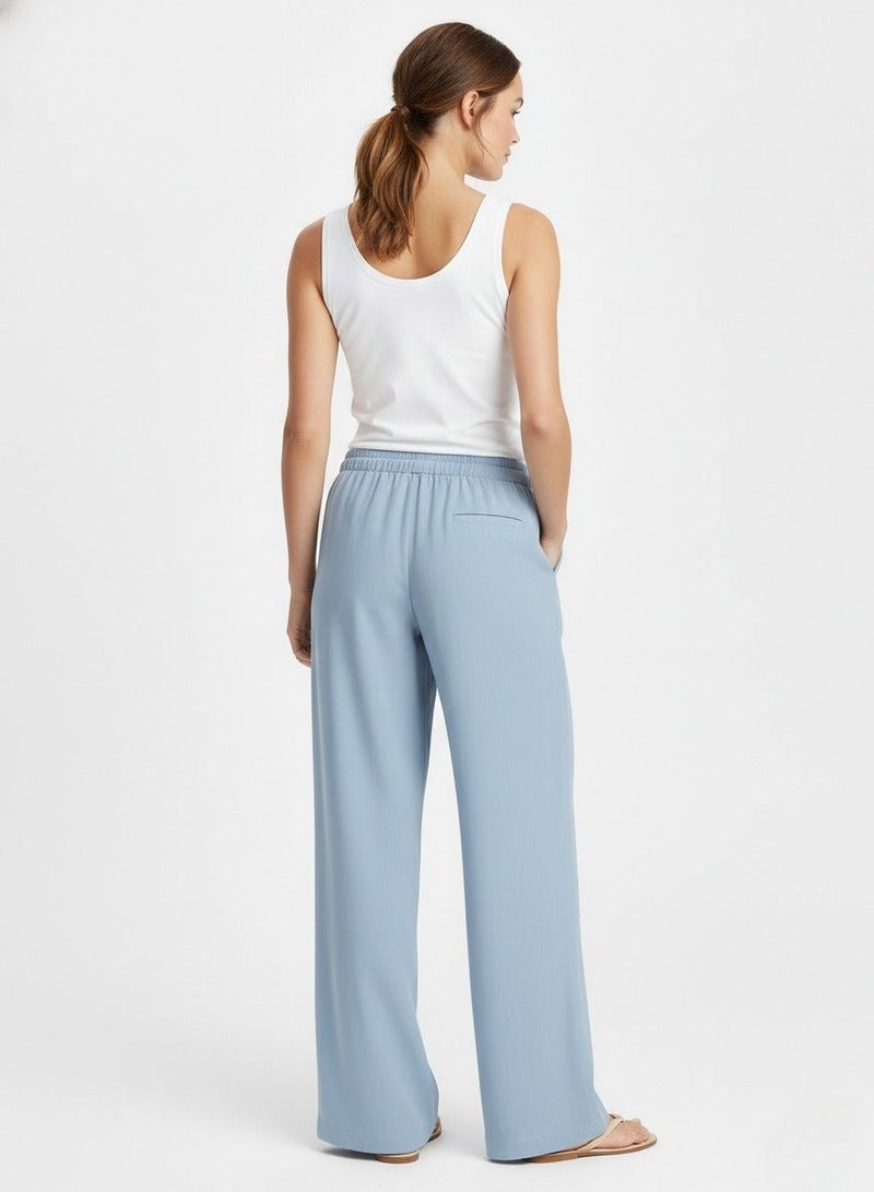 Soft Steps Women Linen Pants Baby Blue – Casual Lightweight Trousers, Size L - Image 4