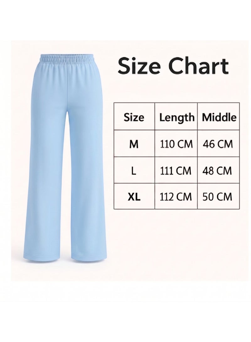 Soft Steps Women Linen Pants Baby Blue – Casual Lightweight Trousers, Size L - Image 5