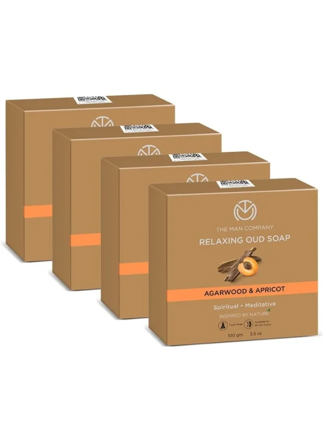 The Man Company Relaxing Old Soap Bar 100Gm, Premium Long-Lasting Freshness, Agarwood & Apricot, Glowing and Soft Skin, All Skin Types, Pack of 4
