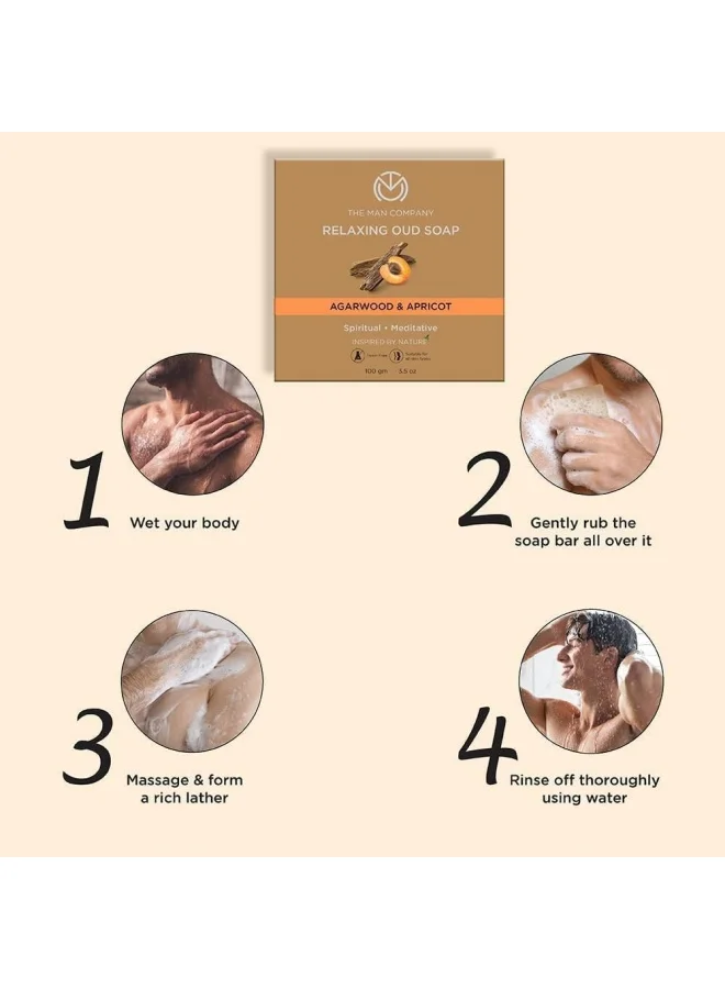 The Man Company  Relaxing Old Soap Bar 100Gm, Premium Long-Lasting Freshness, Agarwood & Apricot, Glowing and Soft Skin, All Skin Types, Pack of 4 for Men | Best Price UAE