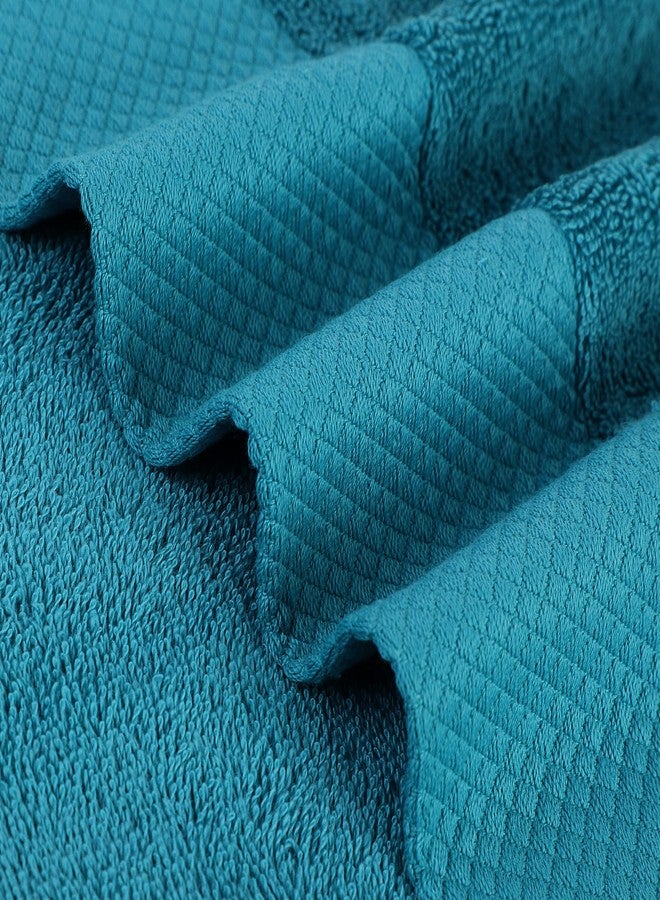PiccoCasa 100% Cotton Hand Towels, 2 Pack Thick Face Towel Set Design, Super Soft and Highly Absorbent Hand Towel for Bathroom (Teal, 16 x 30 Inch) - Image 4