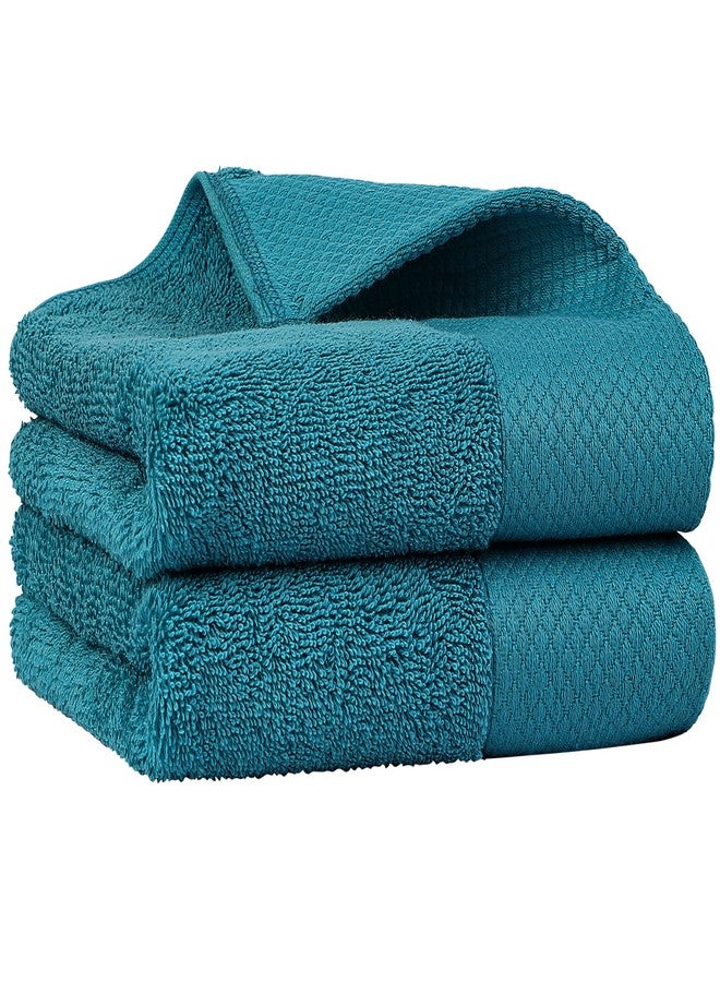 PiccoCasa 100% Cotton Hand Towels, 2 Pack Thick Face Towel Set Design, Super Soft and Highly Absorbent Hand Towel for Bathroom (Teal, 16 x 30 Inch) - Image 1