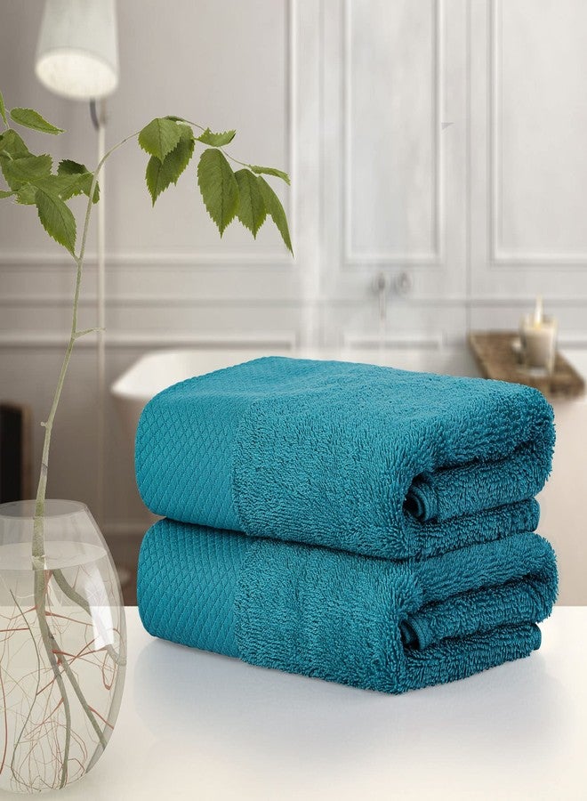 PiccoCasa 100% Cotton Hand Towels, 2 Pack Thick Face Towel Set Design, Super Soft and Highly Absorbent Hand Towel for Bathroom (Teal, 16 x 30 Inch) - Image 3