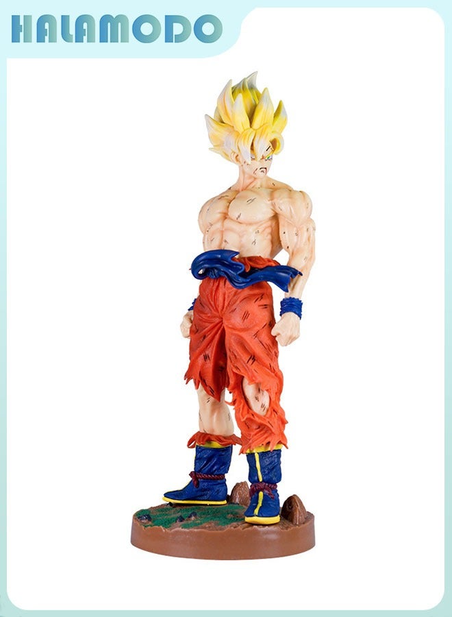 HALAMODO Dragon Ball Super Saiyan Oversized Bursting-Shirt Battle-Damaged Goku, 43cm Figure, Striking Desktop and PC Case Decoration - Image 2