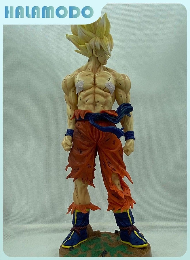HALAMODO Dragon Ball Super Saiyan Oversized Bursting-Shirt Battle-Damaged Goku, 43cm Figure, Striking Desktop and PC Case Decoration - Image 3