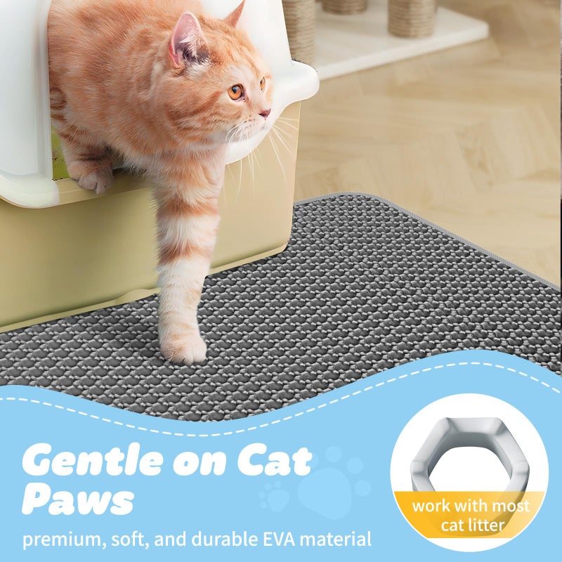 Powools Cat Litter Mat - 23.2'' x 14.6'' Small Litter Trapping Mat, Easy to Clean Litter Box Mat, Waterproof, Urine-Proof, Non-Slip Kitty Litter Mats for Floor, Grey - Image 4