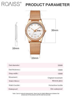 Women's Steel Mesh Strap Quartz Watch, Analog Display Round Dial with Dual Calendar, Luminous Waterproof Luxurious Wristwatch as Gift for Ladies - pzsku/ZD4084208EB6410E8521EZ/45/_/1729068427/e6766983-1005-4497-aac0-f3d2badbc91a